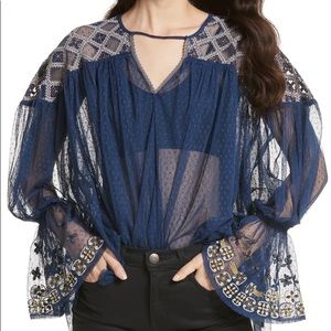{FREE PEOPLE} Blue Joyride Top XS